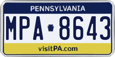 PA license plate MPA8643