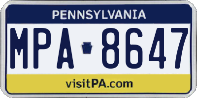 PA license plate MPA8647