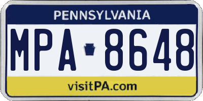 PA license plate MPA8648