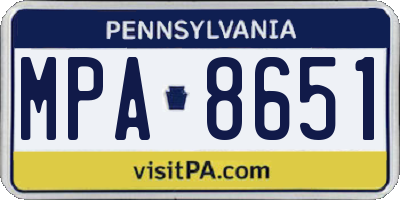 PA license plate MPA8651