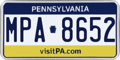 PA license plate MPA8652