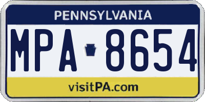 PA license plate MPA8654