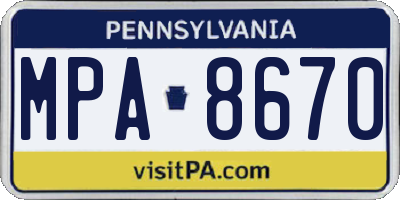 PA license plate MPA8670
