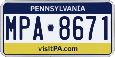 PA license plate MPA8671