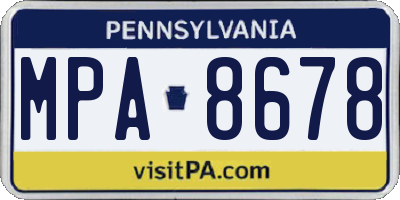 PA license plate MPA8678