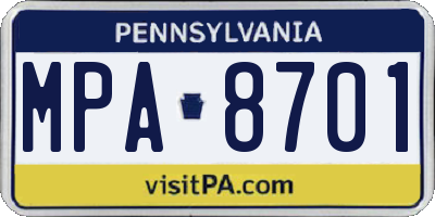 PA license plate MPA8701