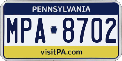 PA license plate MPA8702