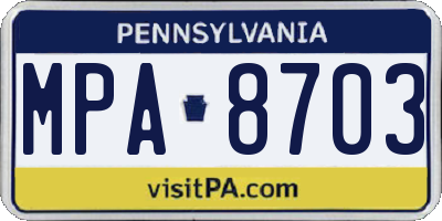 PA license plate MPA8703