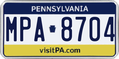PA license plate MPA8704