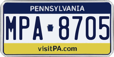 PA license plate MPA8705
