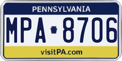 PA license plate MPA8706
