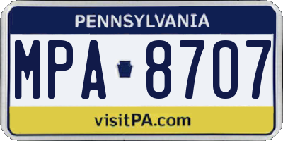 PA license plate MPA8707