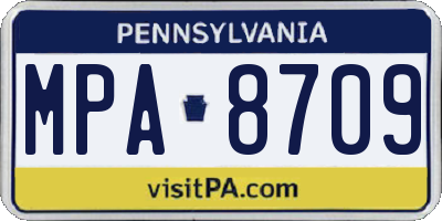 PA license plate MPA8709