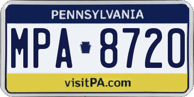 PA license plate MPA8720