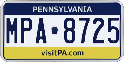 PA license plate MPA8725