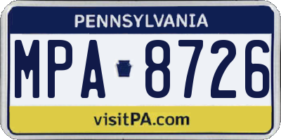 PA license plate MPA8726