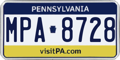PA license plate MPA8728