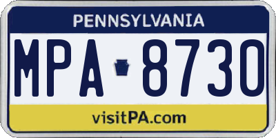 PA license plate MPA8730