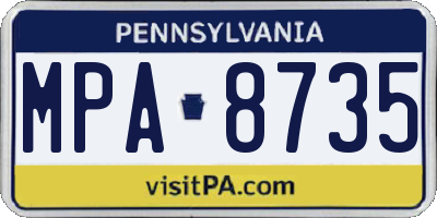 PA license plate MPA8735