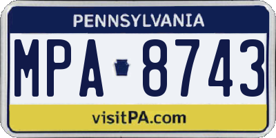 PA license plate MPA8743