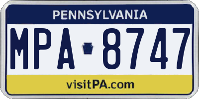 PA license plate MPA8747