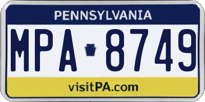 PA license plate MPA8749