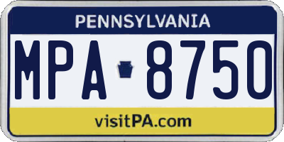 PA license plate MPA8750