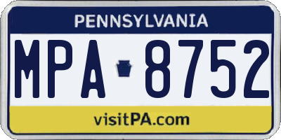 PA license plate MPA8752