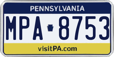 PA license plate MPA8753