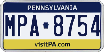 PA license plate MPA8754