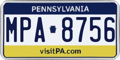 PA license plate MPA8756