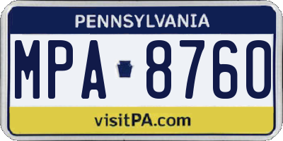 PA license plate MPA8760