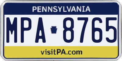 PA license plate MPA8765