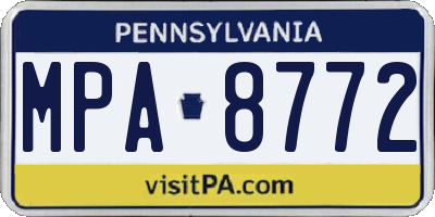 PA license plate MPA8772