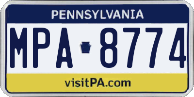 PA license plate MPA8774