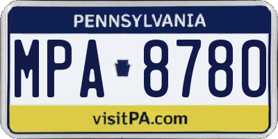 PA license plate MPA8780