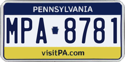 PA license plate MPA8781