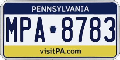 PA license plate MPA8783
