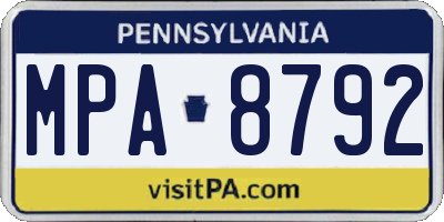 PA license plate MPA8792
