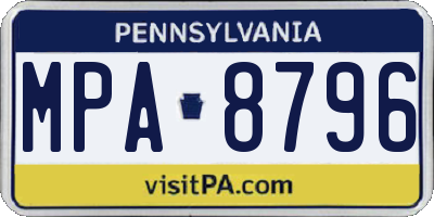 PA license plate MPA8796