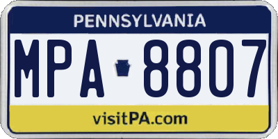 PA license plate MPA8807