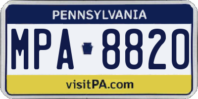 PA license plate MPA8820