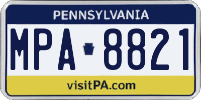 PA license plate MPA8821