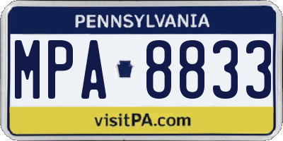 PA license plate MPA8833