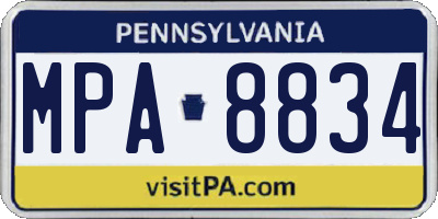 PA license plate MPA8834