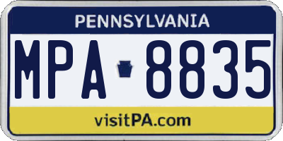 PA license plate MPA8835