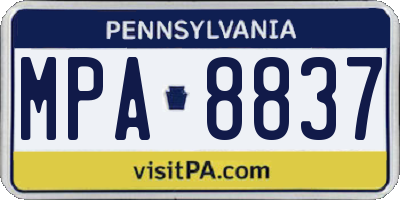 PA license plate MPA8837