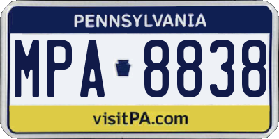 PA license plate MPA8838