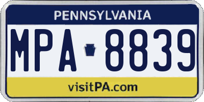 PA license plate MPA8839