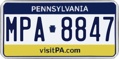 PA license plate MPA8847